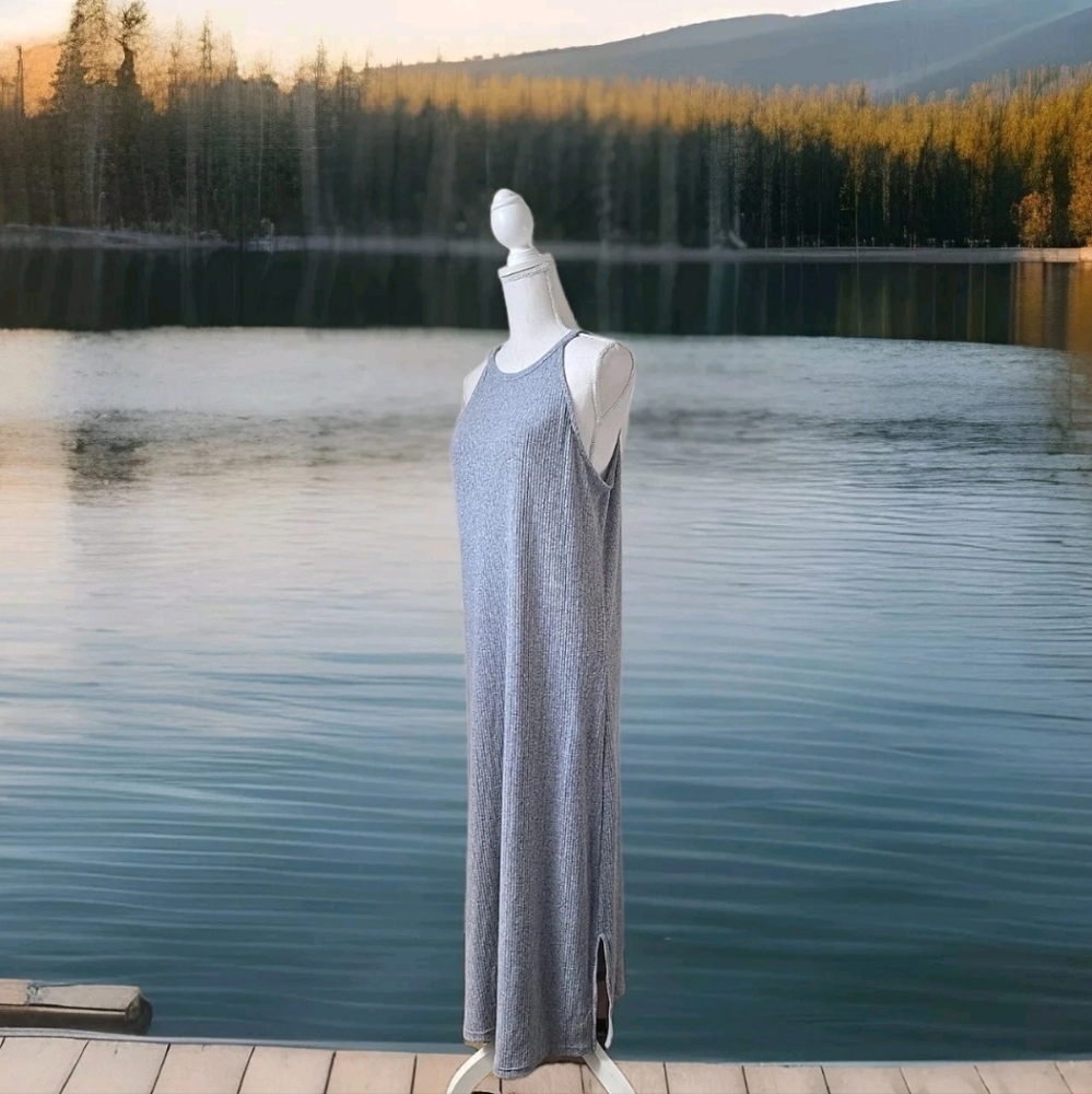 OLD NAVY WOMEN'S CAMI RIB KNIT MAXI DRESS GRAY MED TALL